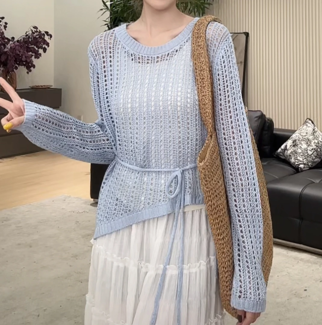 DALIANSU/大脸酥-4283  春夏设计感镂空针织上衣