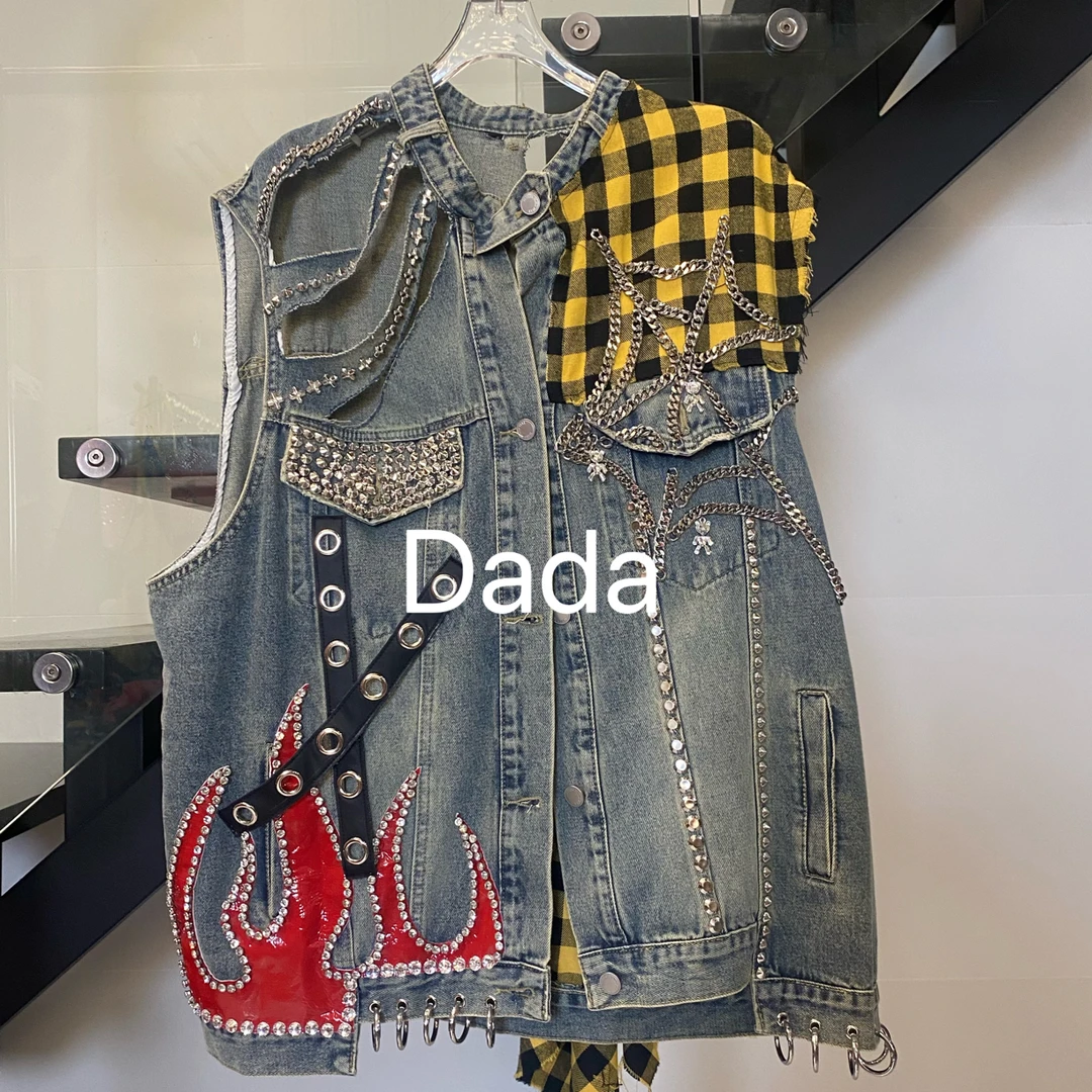 Dada设计款新款重工个性款休闲时尚百搭洋气宽松马甲C15513