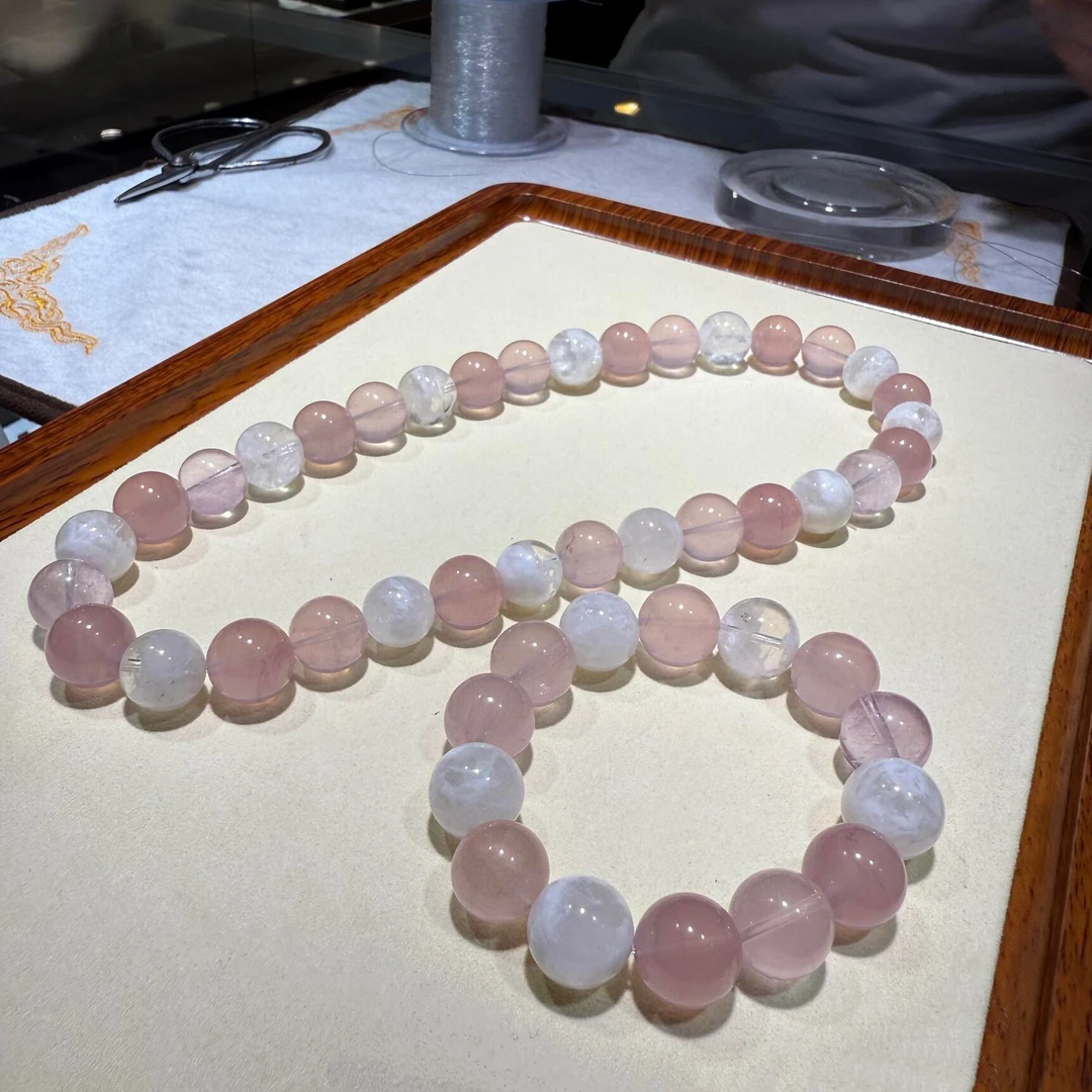 朱珠同款天然粉水晶白幽灵项链女款手链小众锁骨链送女友