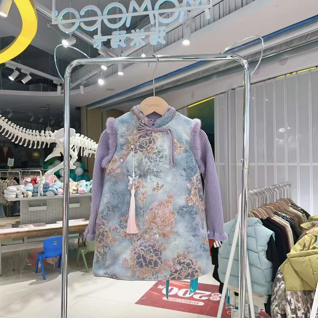 MOMOCO女童冬季新中式背心裙两件套（演出服）75830580052