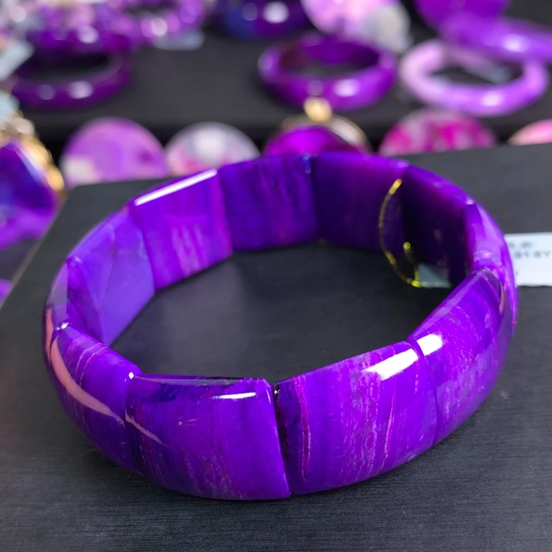 苏纪石（舒俱来）帝王凝胶紫镯排未镶嵌