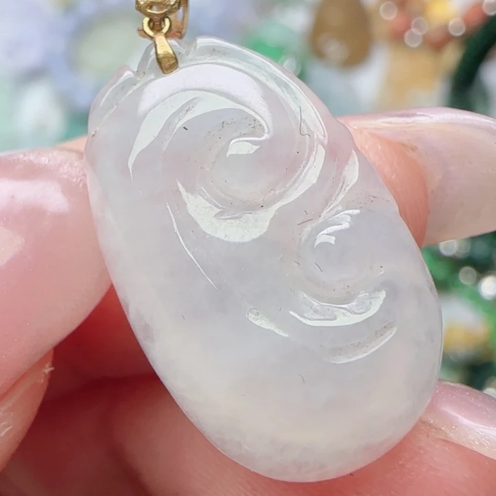 翡翠18K金镶嵌颈饰天然A货27