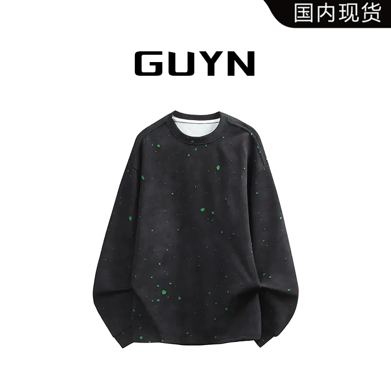 【品牌现货】GUYN美式解构风长袖卫衣男秋季简约圆领上衣男生高级感