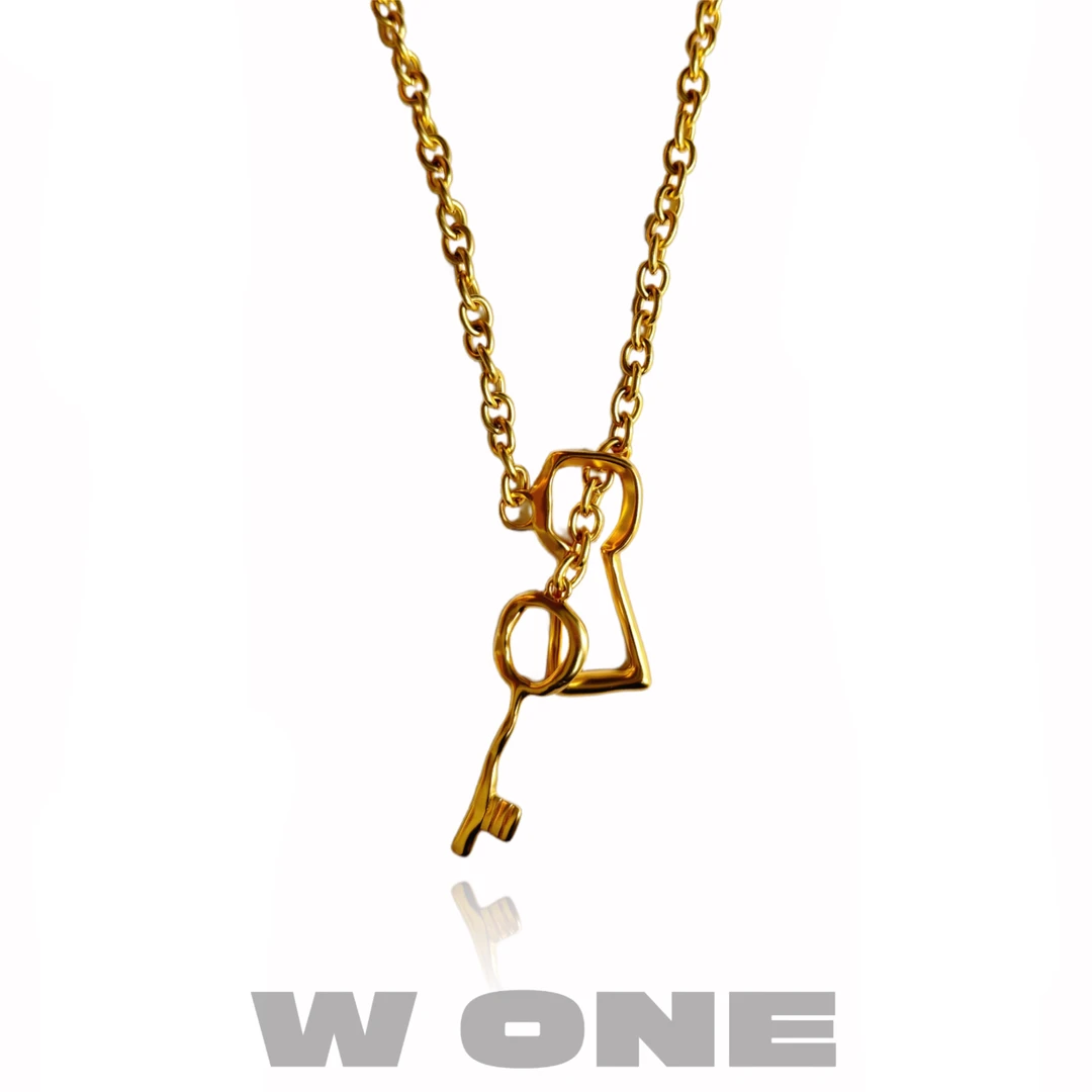 铜合金项链 【W ONE】小众设计欧美Vintage夸张OT扣钥匙孔哑金项链