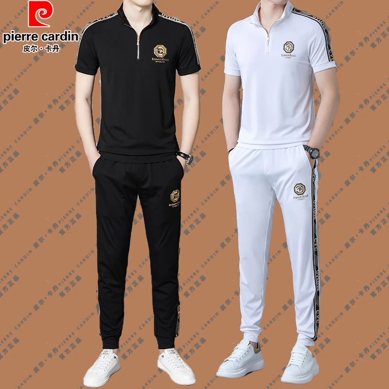 皮尔卡丹【国际大牌】高端男士休闲时尚套装春夏商务时尚短袖套装潮