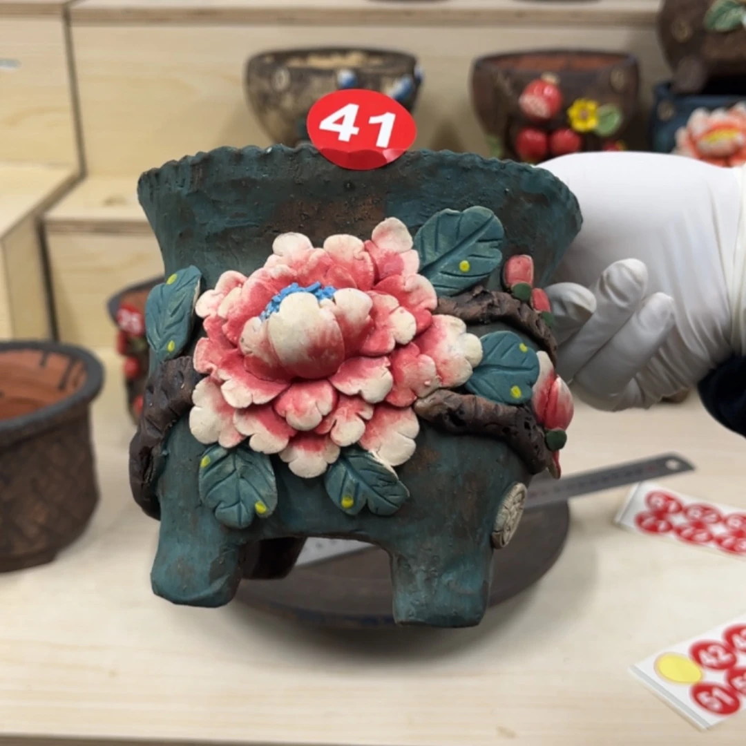 【闪购商品】紫砂花盆41号内口11脚高12