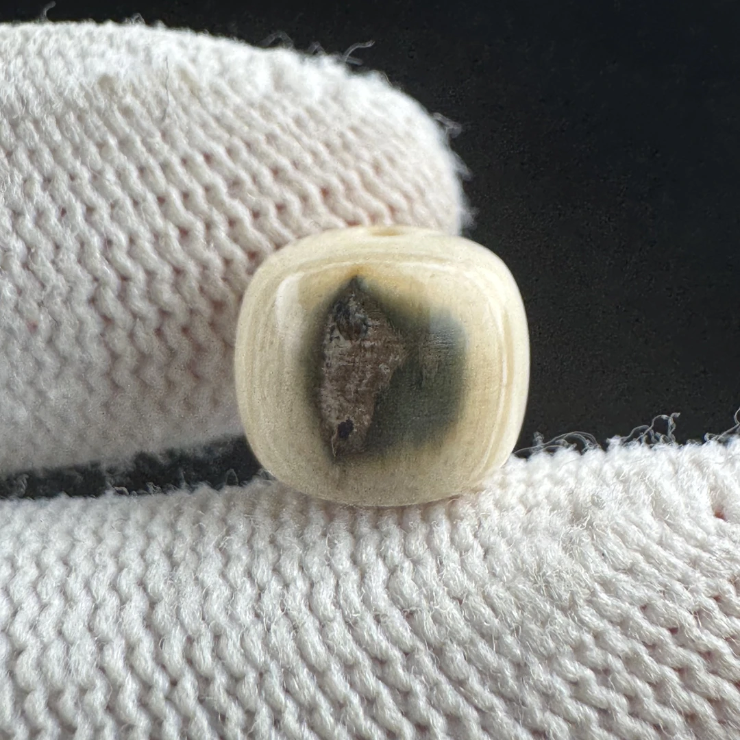 K4353天然猛犸牙蓝眼墩子10*9mm一物一图 假一罚十