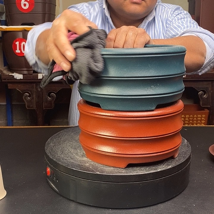 花盆紫砂紫砂花盆货号一只一红一蓝竹节