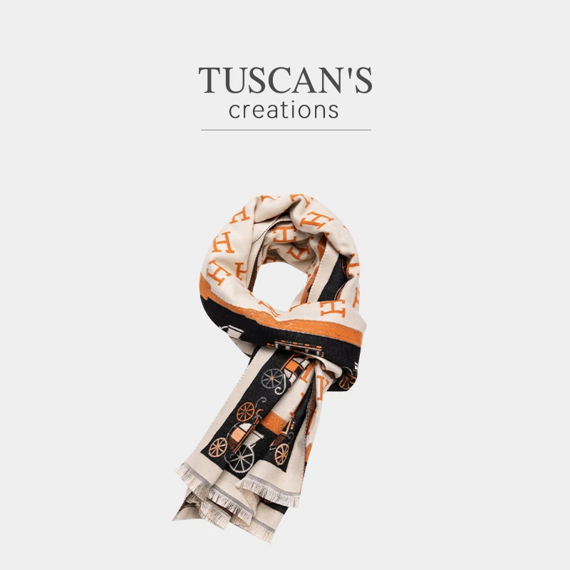 TUSCAN'S CREATIONS极简风高级感字母大张披肩双面用围巾时代双鱼