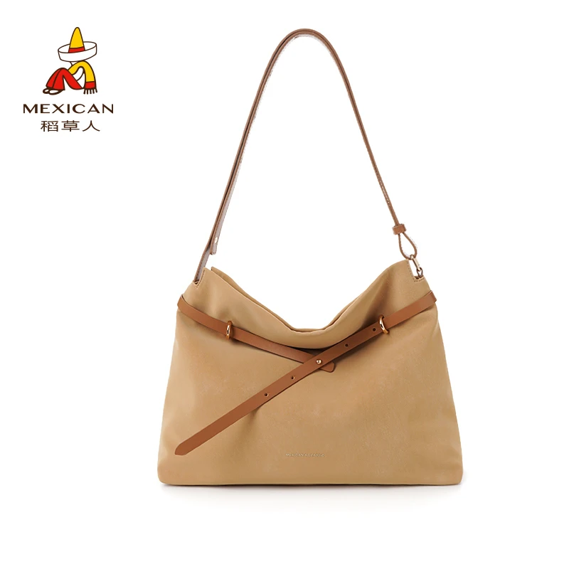 稻草人2025秋季新款抽带设计款拉链时尚休闲百搭通勤单肩斜挎包