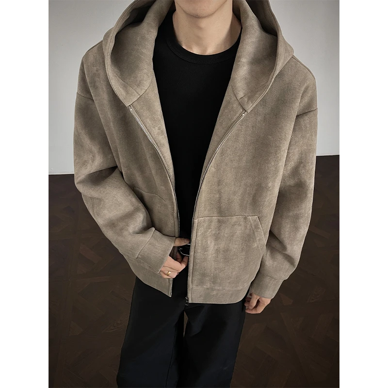 雅鹿男装秋季高克重宽松休闲港风痞帅扎染连帽美式秋冬上衣冬季