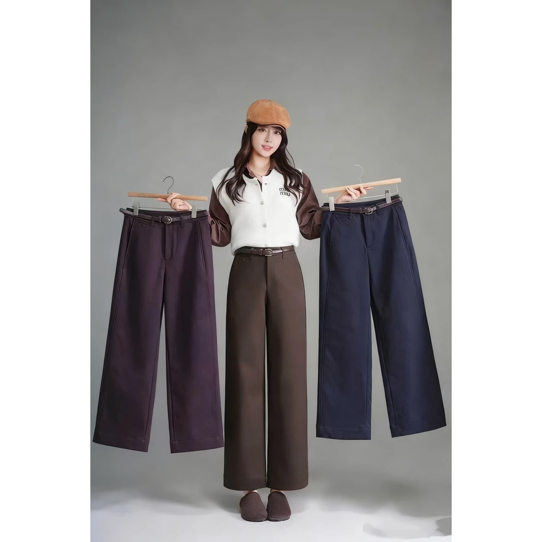 百搭高腰阔腿裤直筒休闲裤显瘦宽松K977