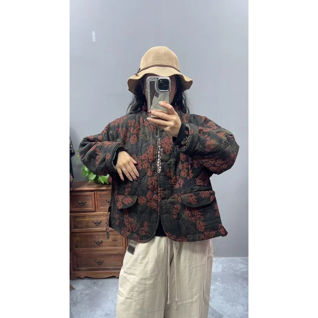 8705秋冬新款时尚气质显瘦遮肉洋气休闲女加厚宽松韩版小棉袄外套