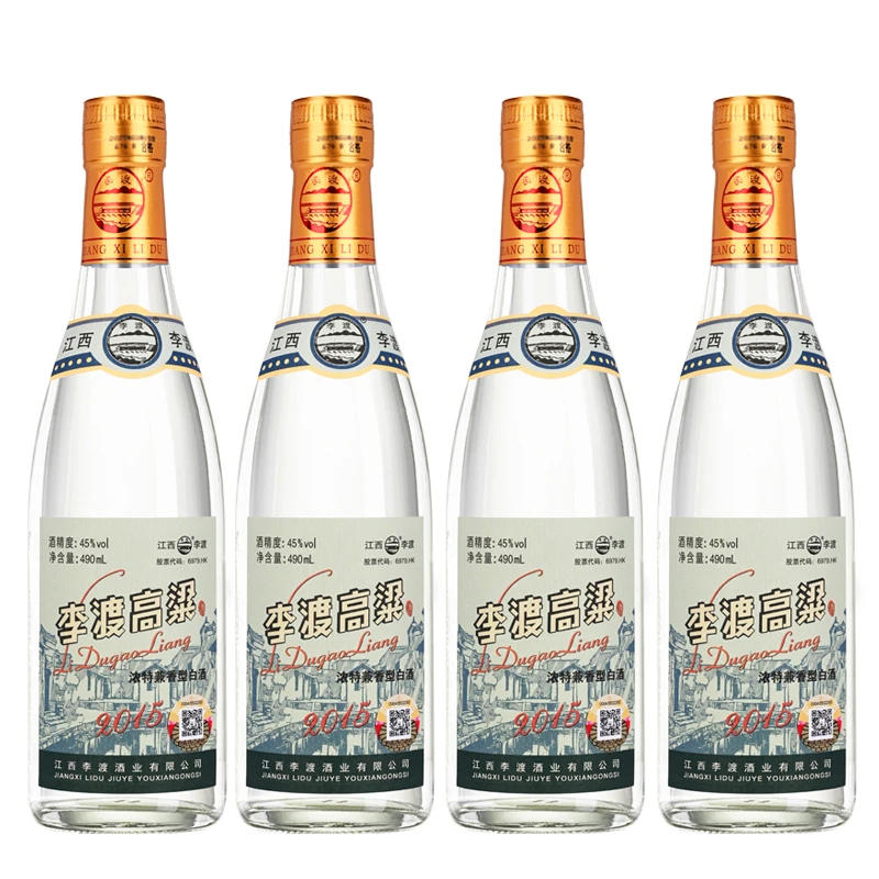 李渡高粱2015四瓶 浓特兼香型送礼口粮江西白酒45度490ml