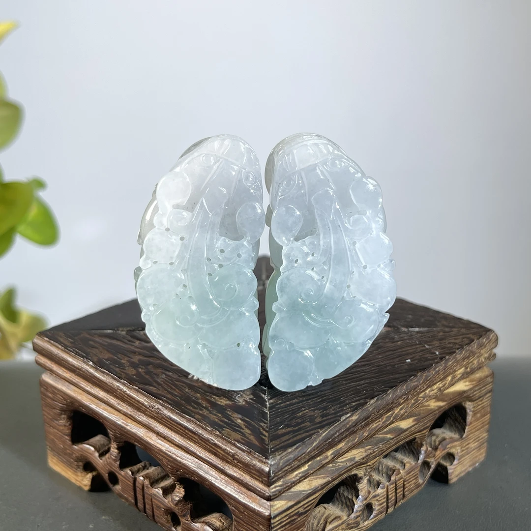 JXB08-91  天然缅甸A货翡翠  一对貔貅