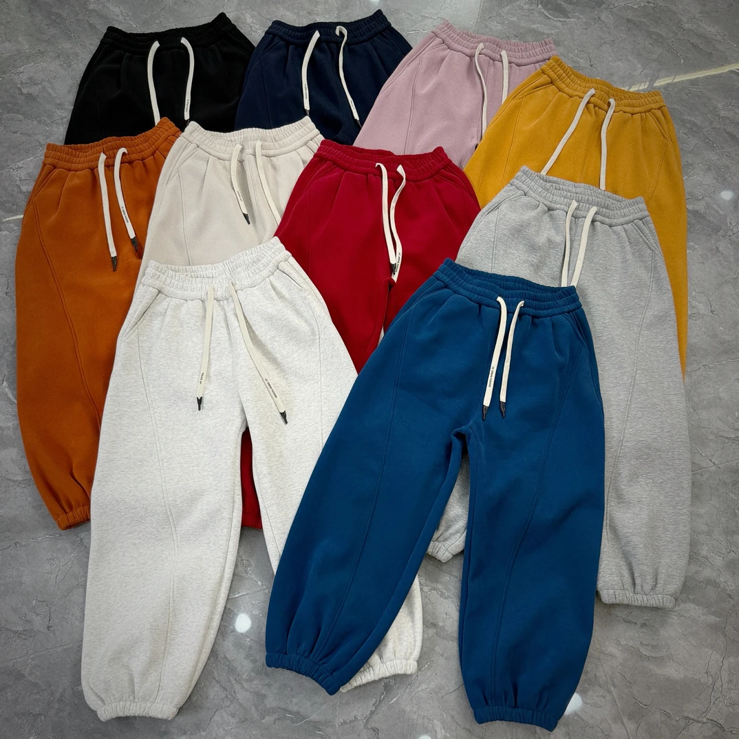 加绒加厚卫裤冬季彩色休闲裤保暖磨毛极简风束脚裤城市运动风