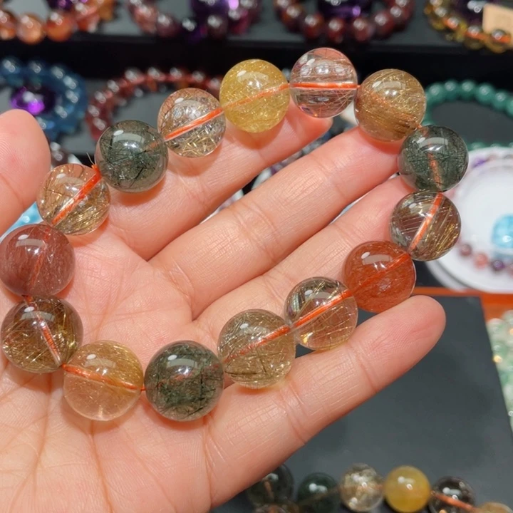 水晶手链未镶嵌发晶手链，晶体通透