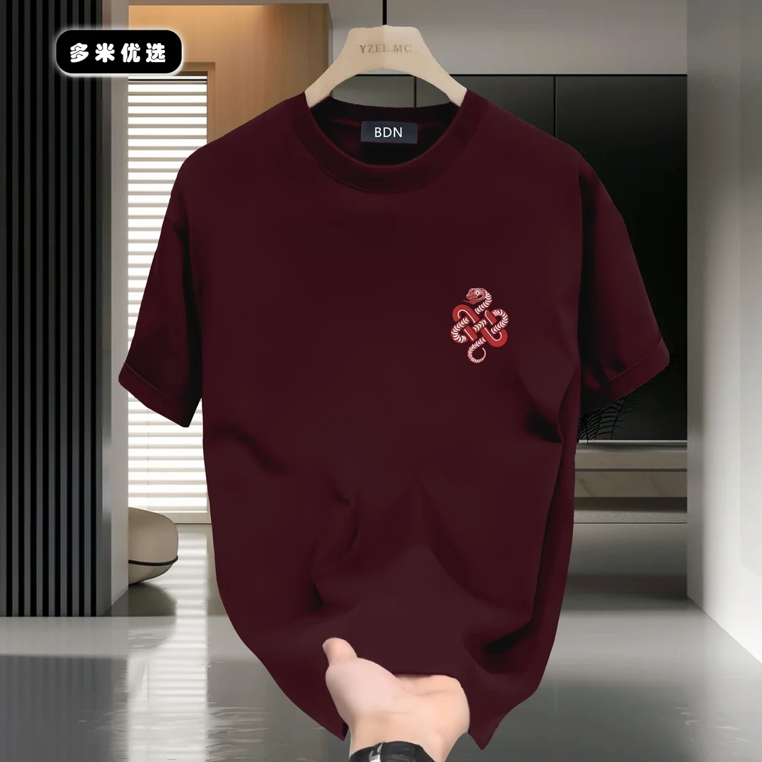 2025夏季新款纯棉短袖男士国潮设计图圆领宽松百搭半袖体恤上衣