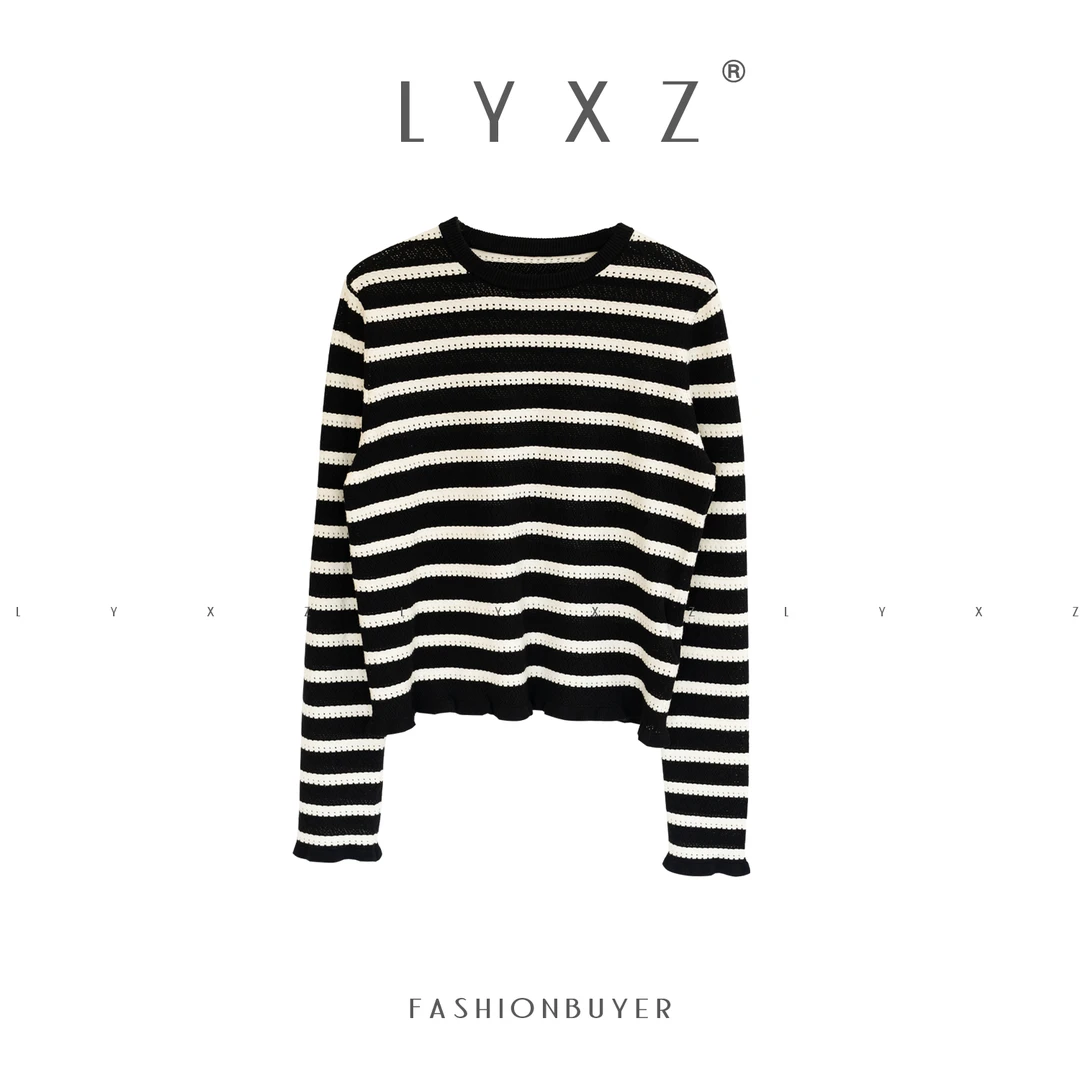 LYXZ x 新款女装条纹长袖针织衫休闲宽松百搭上衣80873