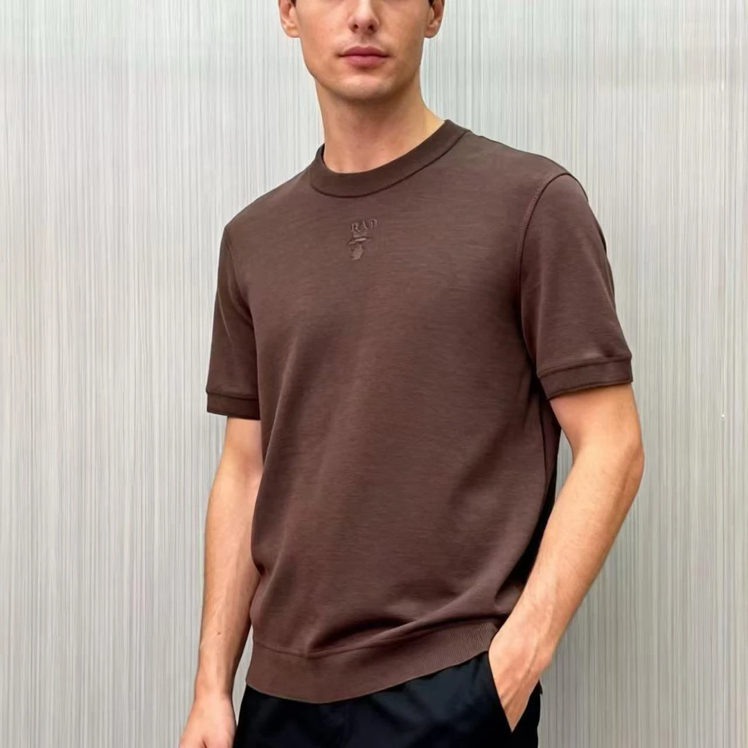 【80120】 秋冬新款 男士纯色休闲高端轻奢绵羊毛 舒适百搭时尚短袖