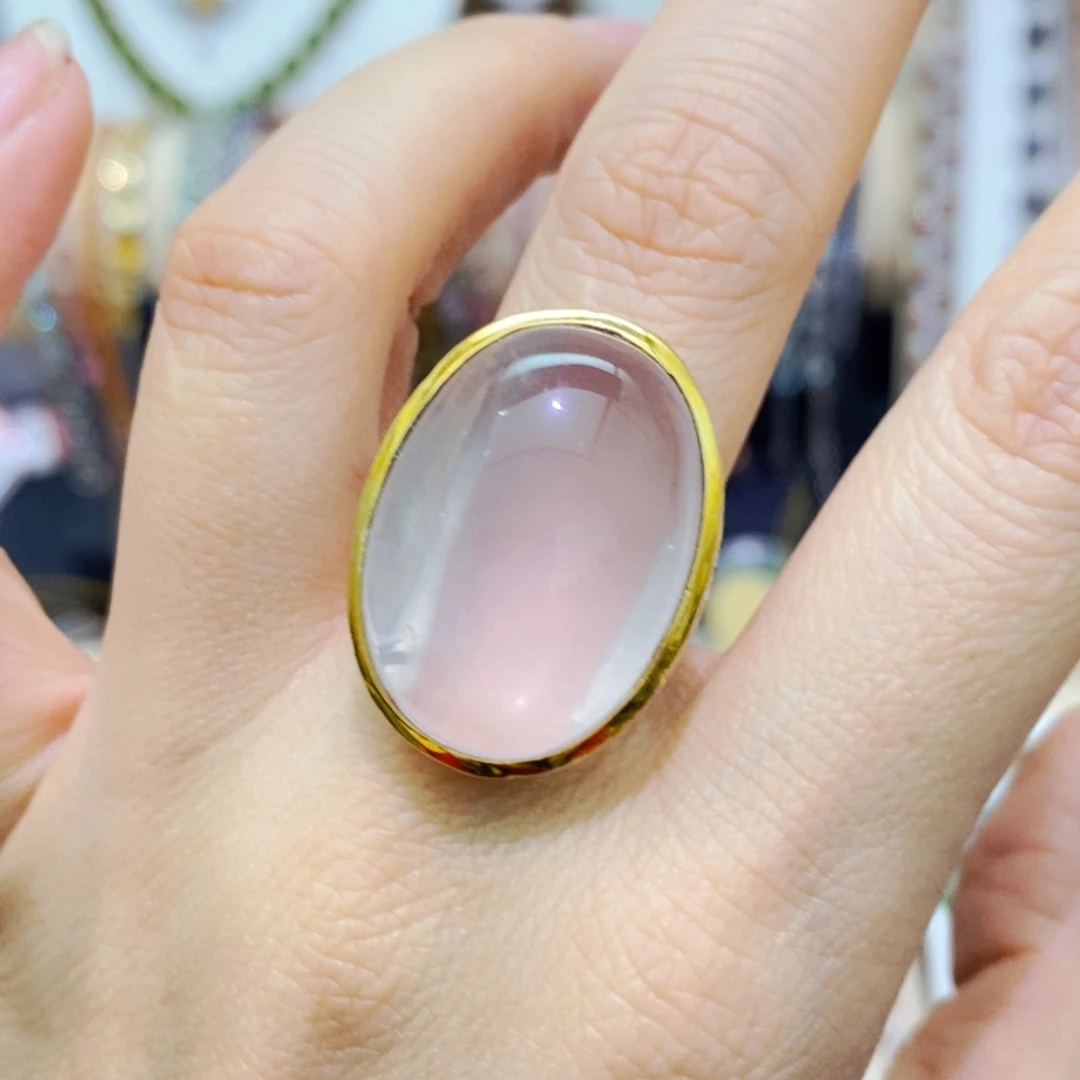 水晶戒指银S925镶嵌戒指