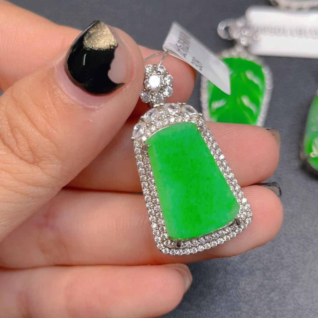 翡翠银S925镶嵌挂件hjjj