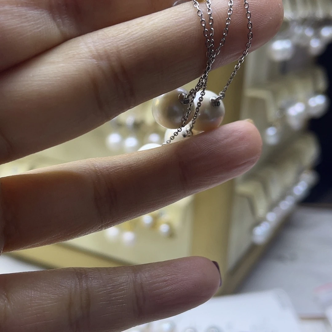 银S925镶嵌淡水珍珠耳饰