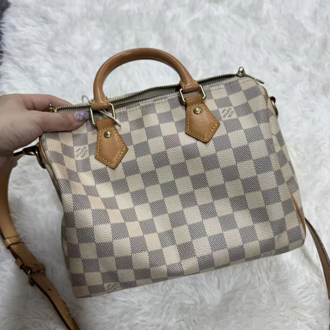 95新 LouisVuitton/路易威登 lv白棋盘格/二奢包包