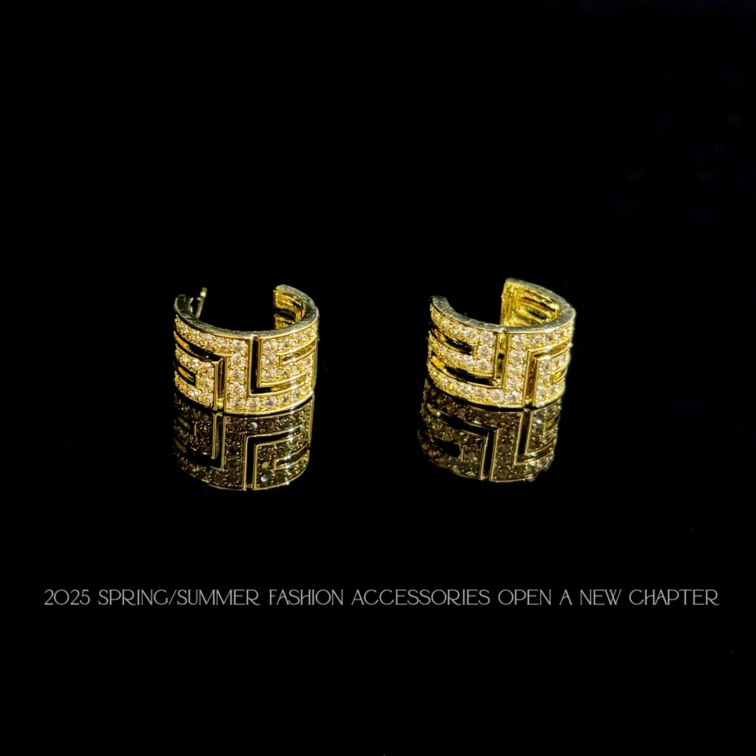 铜合金耳饰 镀K金 2025款C9069【法式C形金】BOBAOLI 耳钉