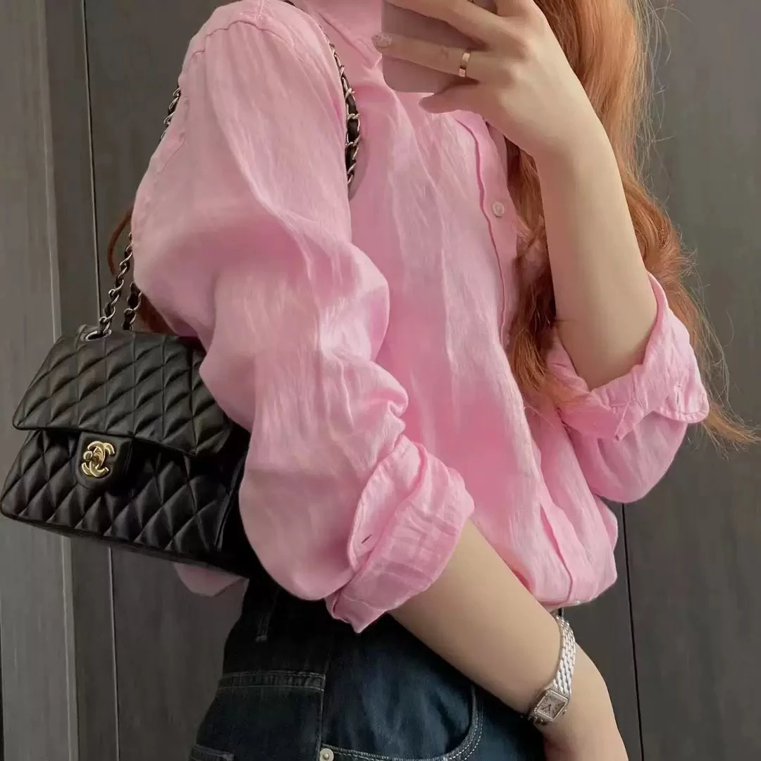 小狗狗刺绣三色麻衬衣
