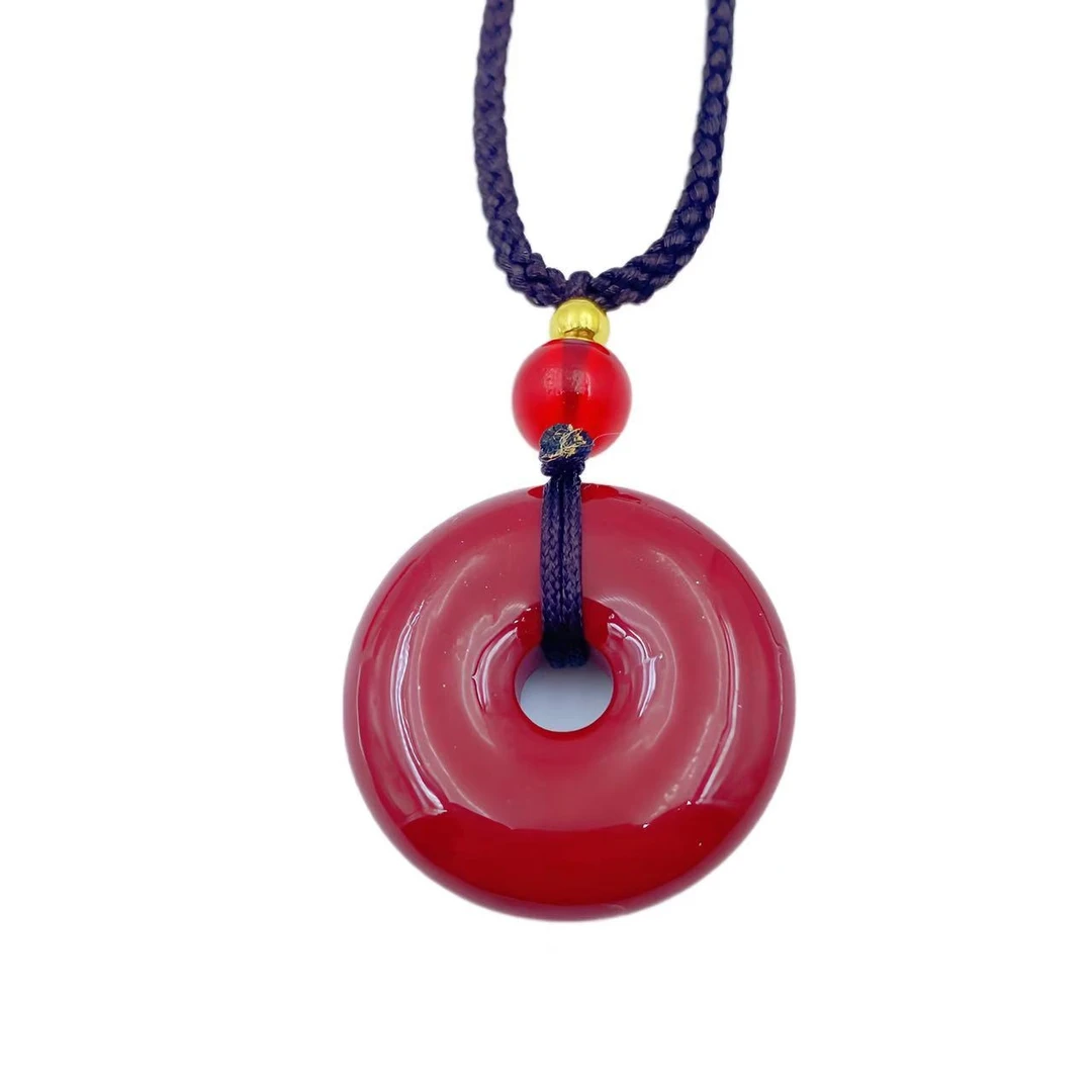 朱砂国风复古平安扣项链Y2247-赠包装合金