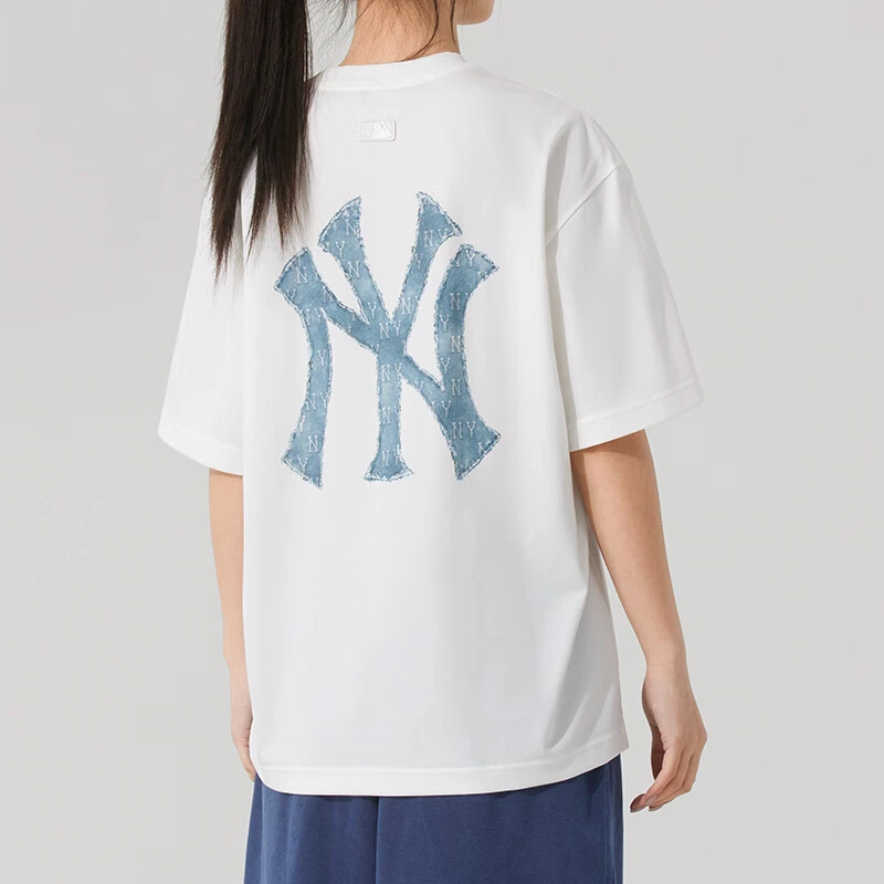 MLB男女情侣上衣25夏季新款纯色背标logo凉感T恤短袖潮宽松半袖