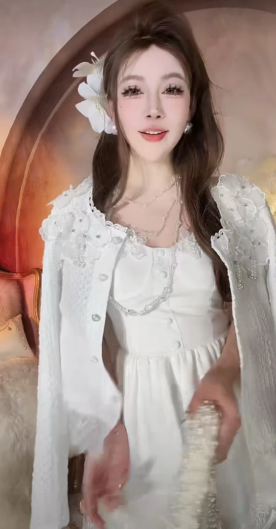 【崔】Z0206 设计感重工钉珠立体花朵针织开衫上衣女2025年春季新款