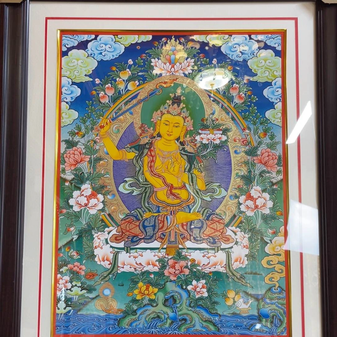 装裱画热贡纯手绘唐卡文殊大卡