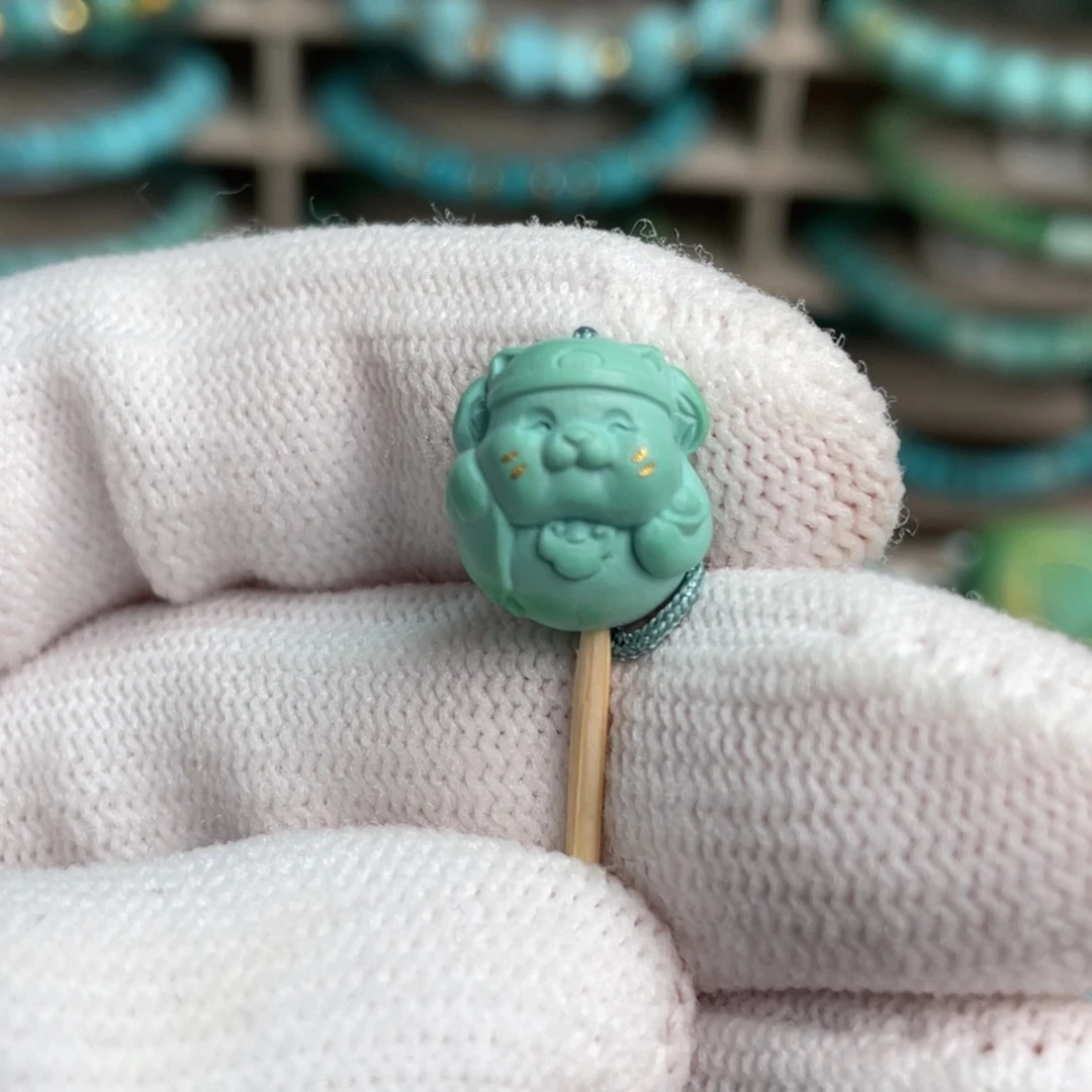 绿松石未镶嵌菜籽黄财财猫2