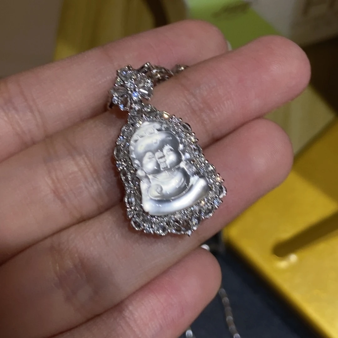 翡翠18K金镶嵌吊坠(不含链)天然缅甸A货翡翠