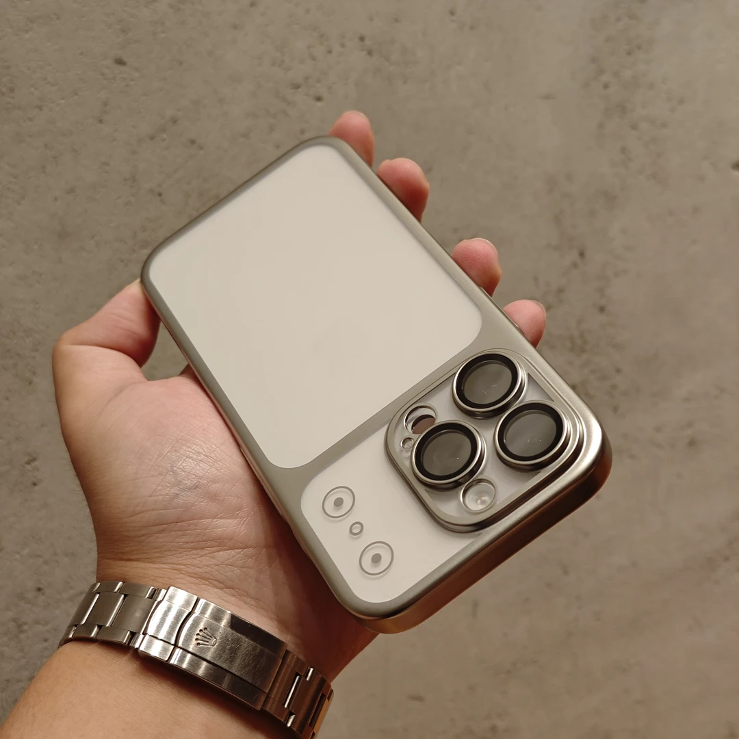 大视窗磨砂适用苹果17手机壳透明iPhone16Promax硬壳15镜头膜电镀