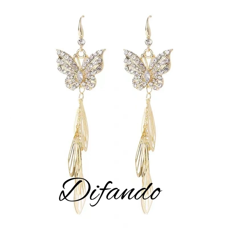 铜合金耳饰 蒂梵朵Difando 翩翩起舞长流苏KH4087