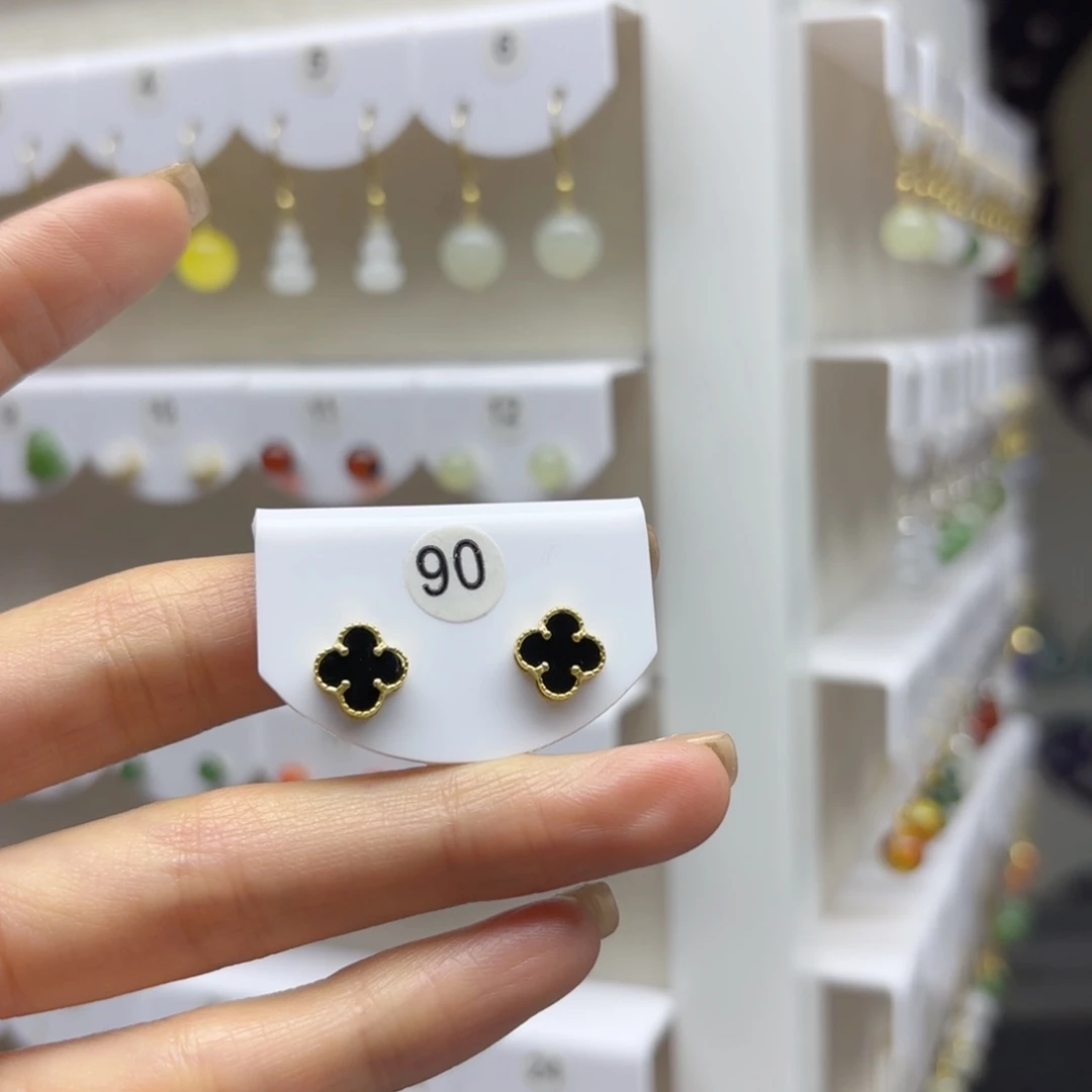 银S925镶嵌和田玉耳饰