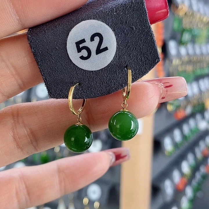 和田玉耳饰18K金镶嵌