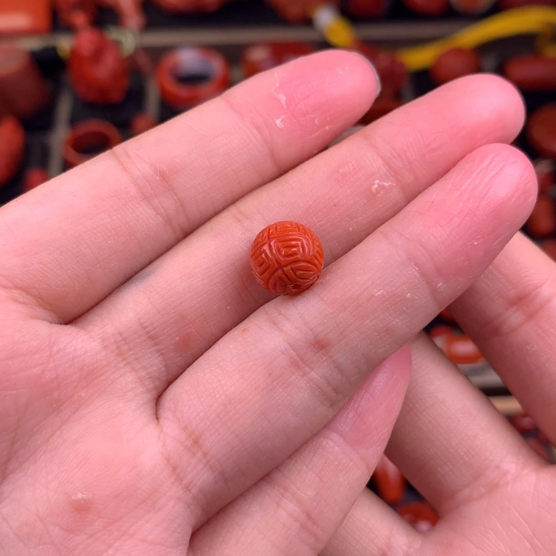 南红玛瑙未镶嵌回纹圆珠9+