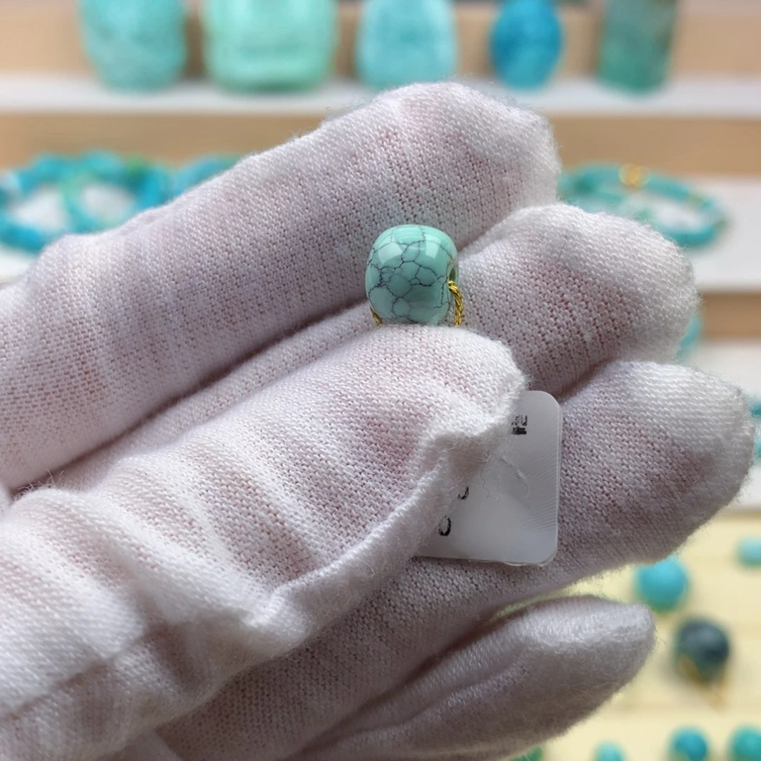 绿松石未镶嵌珠宝奇石菜籽黄网花老型8.9*7.2mm