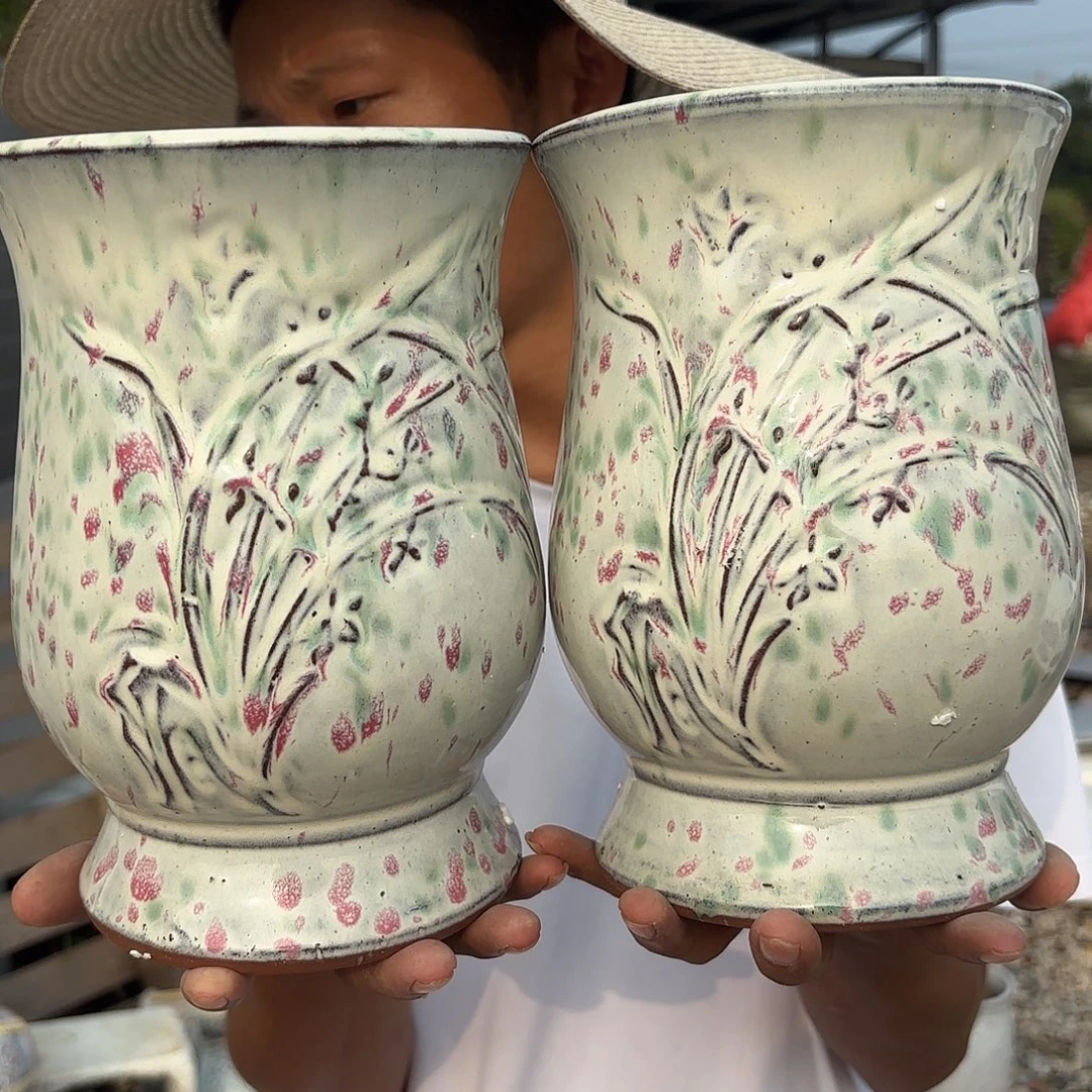 花盆紫砂两个口径14高度20白