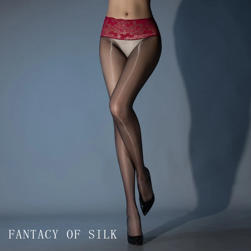 【西西里】极光油亮无缝深裆超薄3d丝滑蕾丝高腰丝袜性感连裤袜细腻