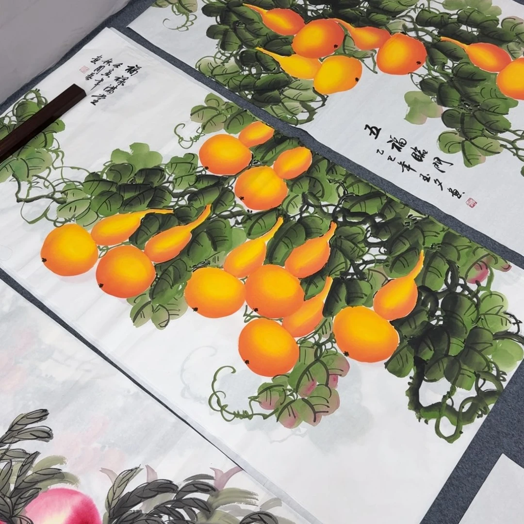 国画四尺尺寸70X140纯手绘作品