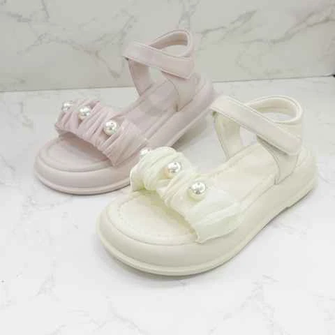 明璐公主风女沙滩鞋夏季露趾凉鞋女童厚底白色舒适时尚软底