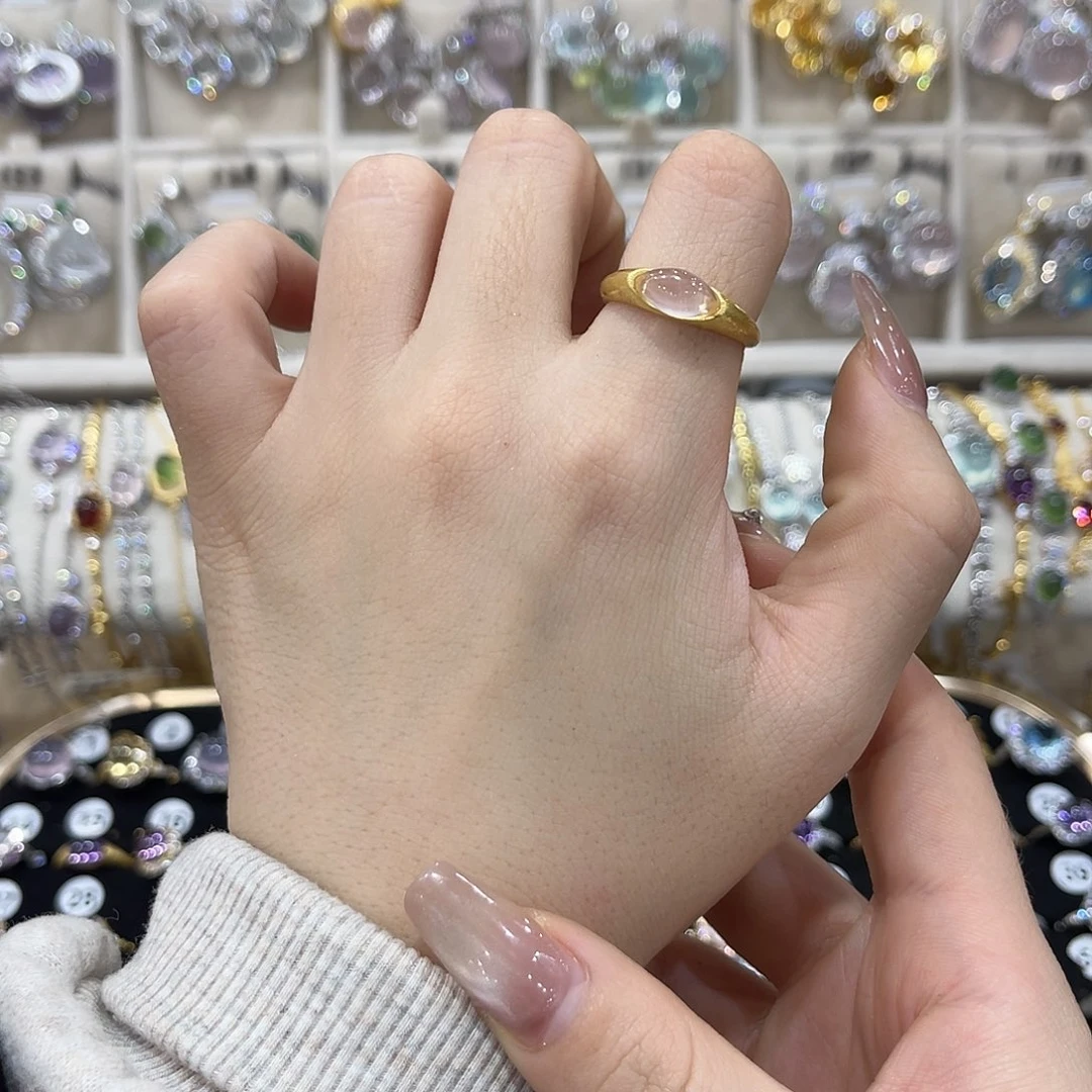 蛇纹石玉银S925镶嵌戒指