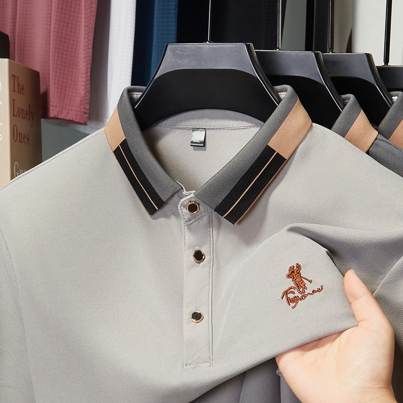 2025夏季Polo衫短袖男士翻领刺绣T恤商务休闲宽松透气半袖打底衫