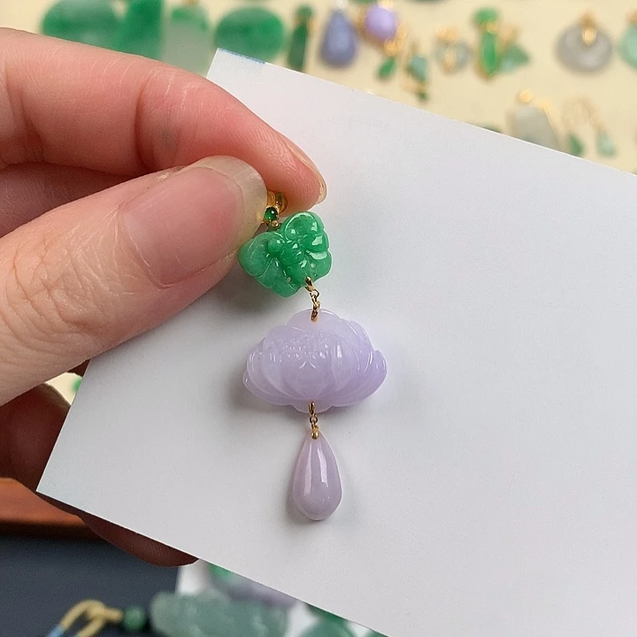 翡翠18K金镶嵌颈饰885336775467