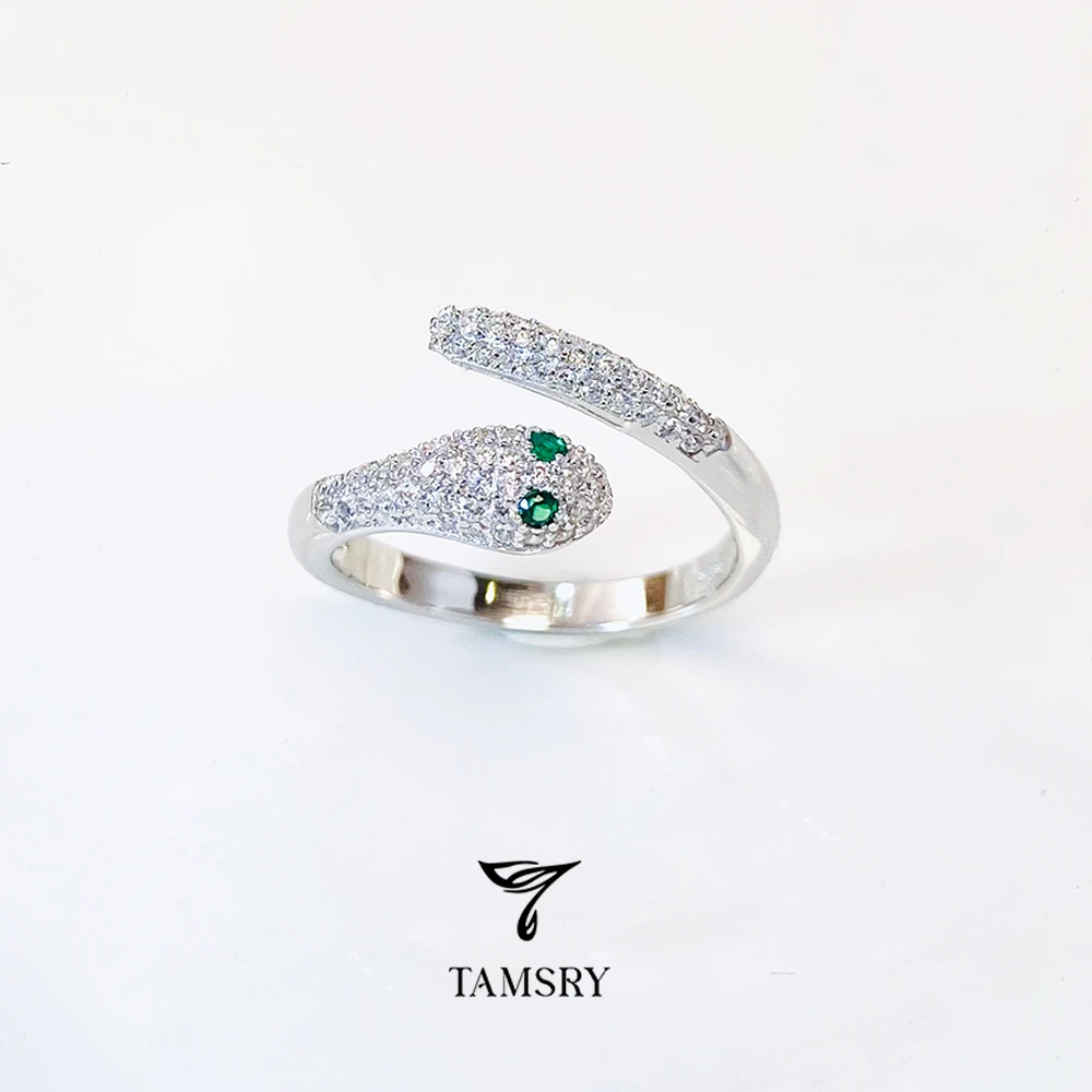 925银莫桑石戒指 【灵蛇献瑞】S925银锆石镶嵌戒指